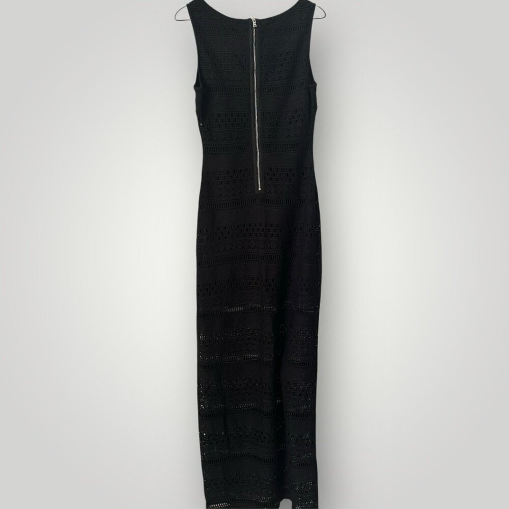Guess Long Maxi Dress Crochet Bandage Size 4 Sleeveless Black Zipper Back - Picture 3 of 6